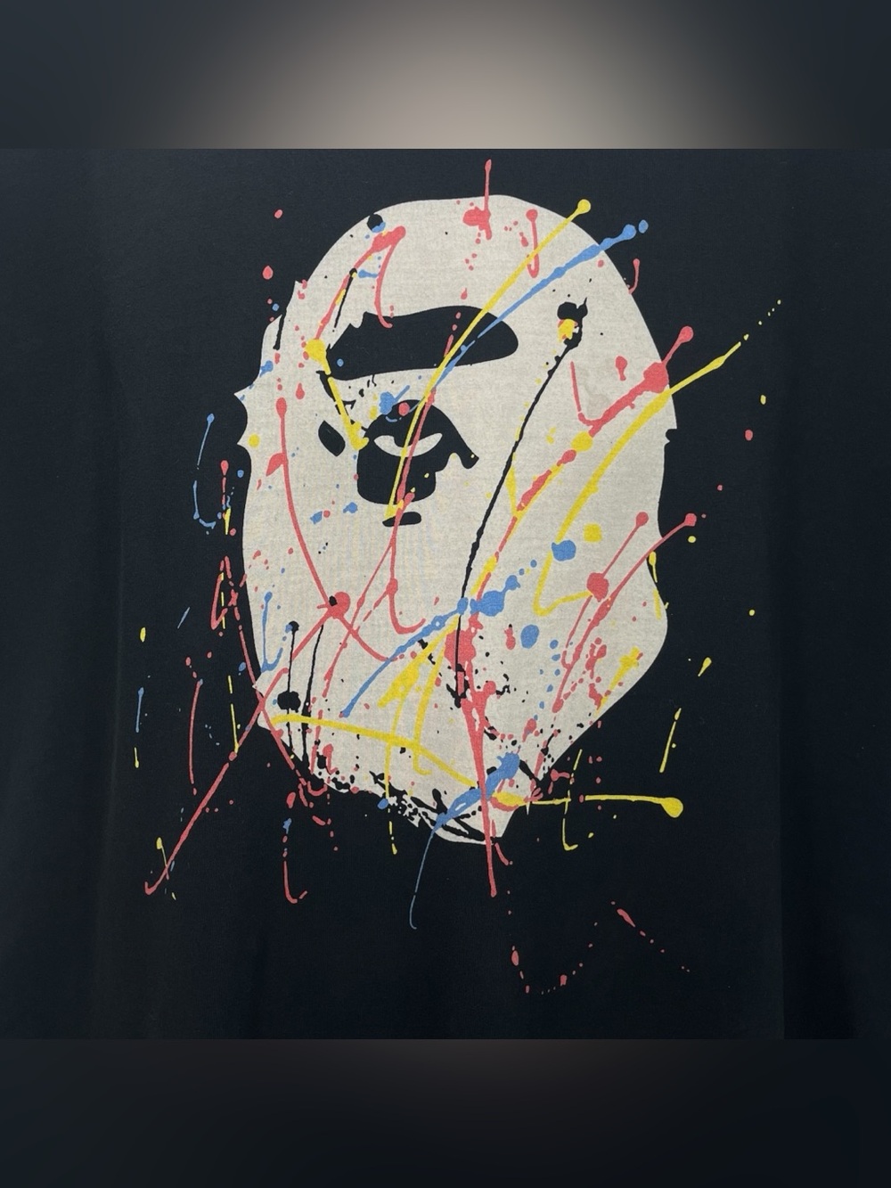 AAPE By A Bathing Ape Paint Splatter Moon Face Graphic Tee Black Men’s XL - Picture 3 of 9